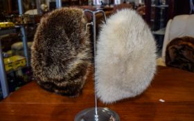 Fur Hats Two in total both in good condition, pillbox shaped, one in white fox fur,