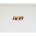 9ct Gold Diamond and Ruby Cluster Ring.