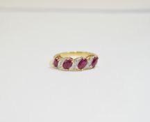 9ct Gold Diamond and Ruby Cluster Ring.