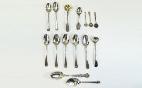 15 Silver Spoons Fully Hallmarked Comprising Rat Tail Teaspoon Sheffield W 1964 EV Viner's Ltd