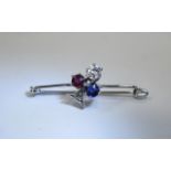 Ladies Sapphire, Diamond & Ruby Bar Brooch.