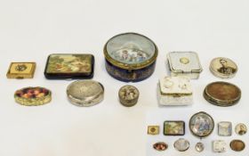 Collection Of 10 Trinket Boxes Including A Hallmarked Silver Box, Painted Boxes,