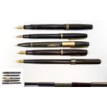 A Collection of Vintage Fountain Pens ( 5 ) In Total. Comprises 1/ Parker Duofold Fountain Pen. c.