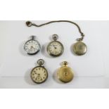Collection Of 5 Pocket Watches To Include Westclox Pocket Ben, Ingersoll Triumph, Summit Etc.