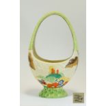 Clarice Cliff Fantasque Hand Painted Large Flower Basket. c.1930's ' Bizarre ' Range.