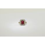 14ct Gold Ruby And Diamond Cluster Ring,