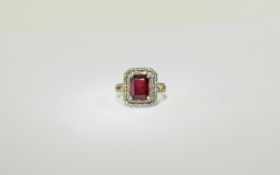 14ct Gold Ruby And Diamond Cluster Ring,