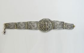 Antique - Ornate and Fine Handmade Silver Wire Worked Bracelet,