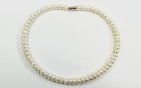 White Cultured Fresh Water Pearl Omega Style Necklace,