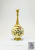 Royal Worcester Hand Painted Blush Ivory Globular Shaped Tall Vase ' Daisy's ' Spring Flowers