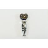 Murano Glass Topped Wine Bottle Stopper, a chromed stopper with two rubber bands inset,