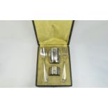 French - Early 20th Century Fine Silver Plated 4 Piece Christening Set.