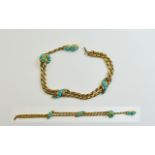 Victorian - Ladies Superb Quality and Fancy 15ct Gold Bracelet and Drop, Set with Turquoise Stones.