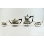 Silver Plated Walker and Hall Tea Set Elegant lines with attractive reeded edging and dark wood