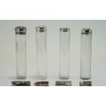 Victorian and Edwardian Ladies - Assorted Silver Topped Glass Tall Pin Jars ( 4 ) In Total.