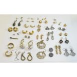 30 Pairs Of Earrings To Include 3 Pairs Of Silver Drop Earrings All Stamped 925,