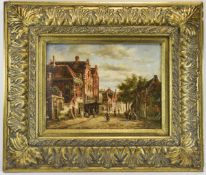 D. Hermons Dutch Artist ' Dutch Street Scene ' Oil on Board. Signed. 11.5 x 15.5 Inches - Painting