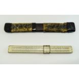 Ivory - Weight of Metals ( Base ) Slide Ruler with Original Case, From The 1920's,