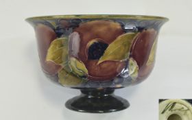 William Moorcroft Signed Footed Pedestal Bowl ' Ochre - Pomegranates ' Design. Signed to Underside.