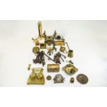 Box Containing A Quantity Of Brass And Metalware To Include Weights, Heavy Iron Keys, Photoframe,