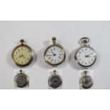 3 Ladies Silver Pocket Watches One Marked Ermin To The Face,