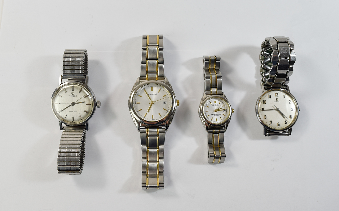 A Collection of Vintage Gents Stainless Steel Wrist Watches.