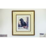 John Trickett Ltd and Numbered Edition Pencil Signed Colour Lithograph - Titled ' Black Labrador '