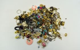 Bag Containing A Quantity Of Vintage Earrings To Include Studs, Clip On, Screw Back,