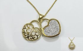 Heart Shape White Crystal Silver Gilt Pendant and Chain, in the form of a padlock, with a separate