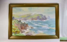 John Baragwanath King 1864 - 1939 Cornish Coast Near Lands End Watercolour / Gouache.
