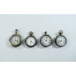 4 Vintage Small Metal Pocket Watches AF