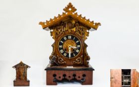 Late 19th Early 20thC German Cuckoo Mantle Clock, Spring Driven Movement,