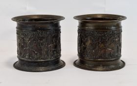 Pair Of Embossed Copper Fern Pots,