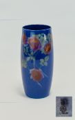 Royal Doulton Titanian Vase ' Floral ' Design on Blue Ground. c.1916 - 1933. Doulton Stamp to Base.