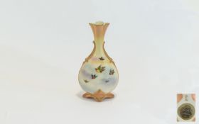 Locke & Co Worcester Hand Painted Vase ' Bullfinches ' In Flight - Stillife. c.1880's.