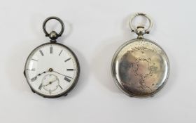 2 Antique Silver Pocket Watches One Patent Lever 15 Jewels Stamped Fine Silver 23943,