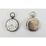 2 Antique Silver Pocket Watches One Patent Lever 15 Jewels Stamped Fine Silver 23943,