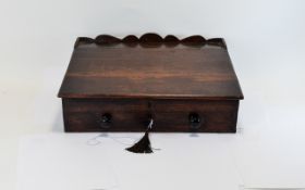 Mahogany Writing Slope with lockable single drawer. Measures 14 inches wide and height 19 inches.