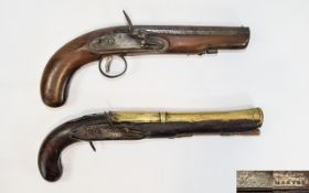 Two 19thC Flintlock Pistols In Need Of Attention Holster Pistol Marked Brunton And Another Marked