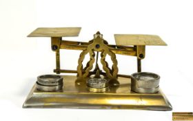 Samuel Mordan & Co Government Brass Postal Scales, Complete with Weights and Rates of Postage.