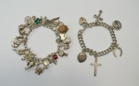 Vintage Silver Charm Bracelets, Loaded with 29 Charms. All Fully Marked for Silver.
