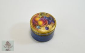 A Royal Worcester Made In England Hand Painted Patch Pot. 1.3/8 Diameter x 1 Inches Deep. c.1925.