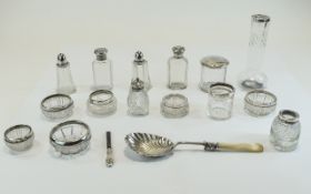 Box Containing A Quantity Of Silver Topped Glassware To Include A Bud Vase, Trinket Dishes,