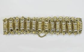 Antique Silver and Silver Gilt Handmade and Ornate Bracelet, Attached Safety Chain.