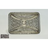 Victorian - Fine Embossed Silver Ladies Dressing Table Tray with a Large Central Vacant Cartouche -