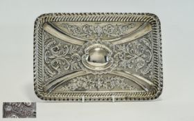 Victorian - Fine Embossed Silver Ladies Dressing Table Tray with a Large Central Vacant Cartouche -