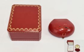 Omega Watch Box Red Velvet Lined Oyster Shape Together With A Cartier Clock Box