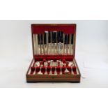 Canteen Of Cutlery Housed in wood box, lined in red velvet.