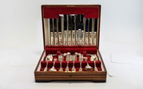 Canteen Of Cutlery Housed in wood box, lined in red velvet.