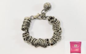 Dolce & Gabbana Sweetie Style Charm Bracelet, silver tone rings, the wider ones either set with